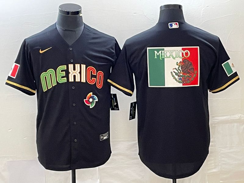 Men 2023 World Cub Mexico Blank Black gold Nike MLB Jersey5